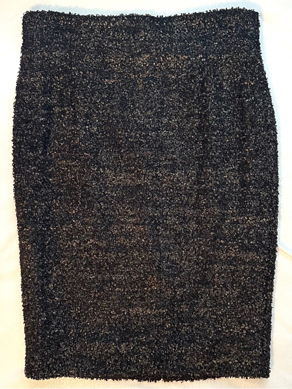 Lafayette 148 Textured Shag Subtle Metallics Pencil Fitted Skirt 8 black gold